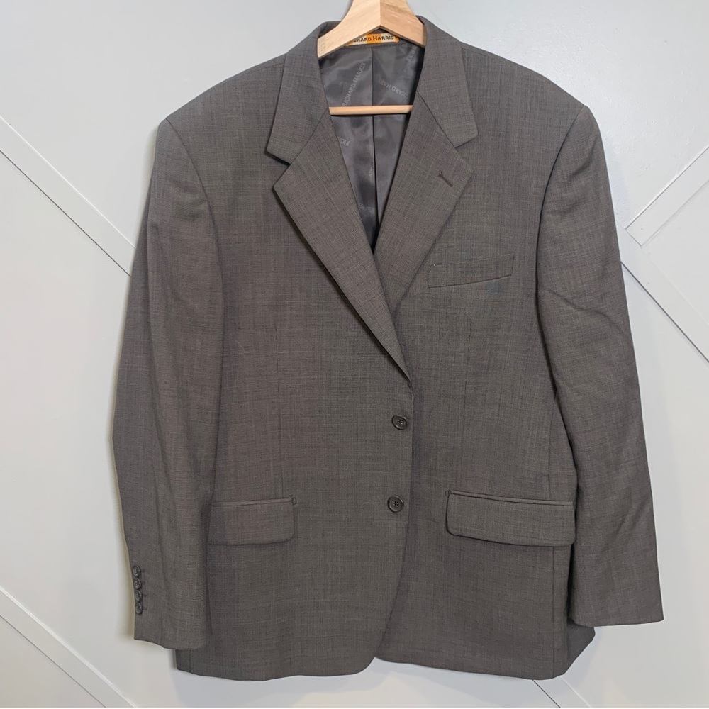 Richard Harris London Mens Brown Wool Blazer Jacket Size 46 S